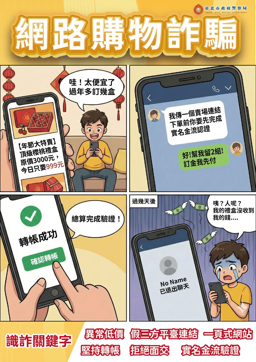 網路購物詐騙四格漫畫